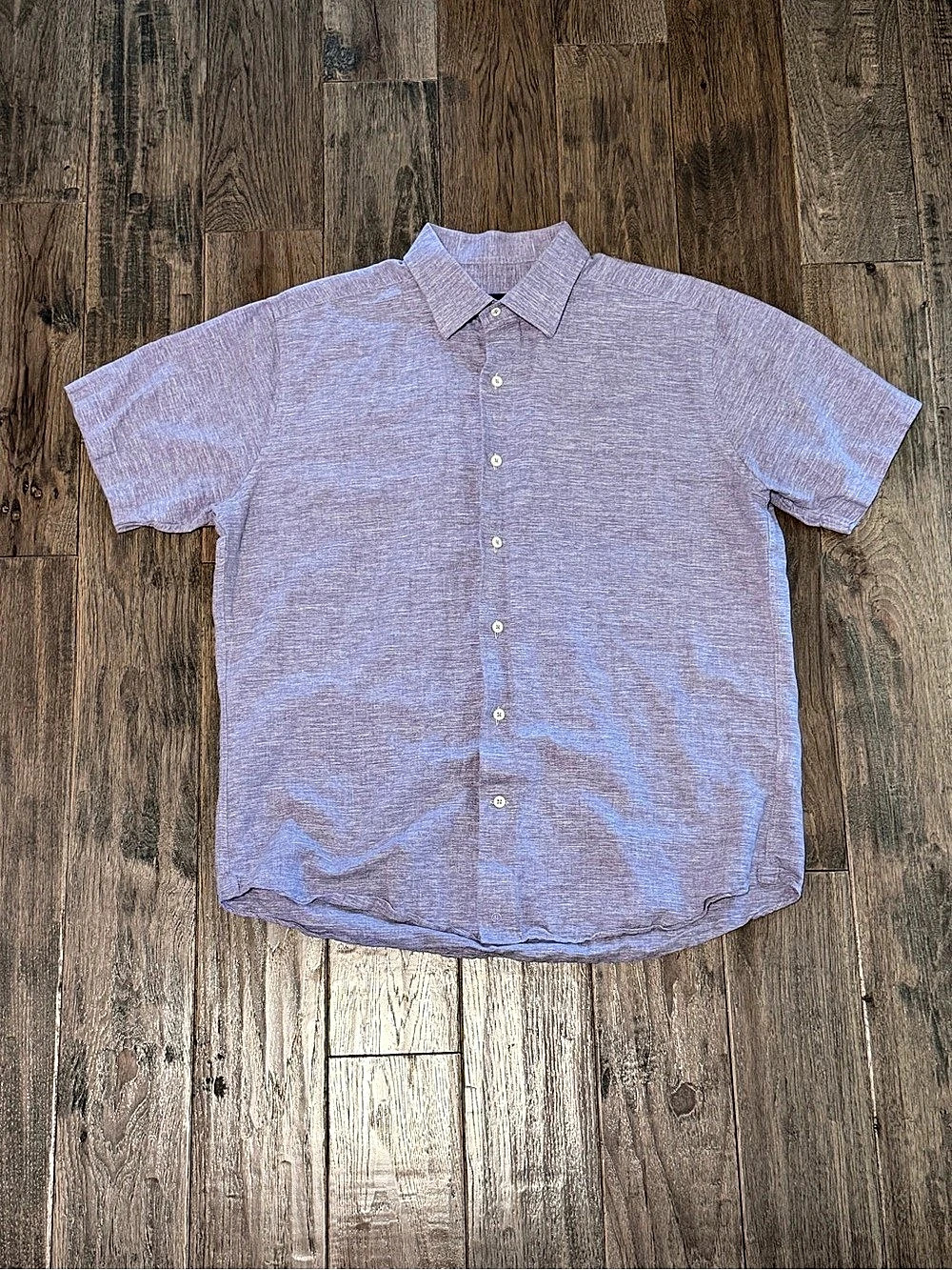 David Donahue Men's Short Sleeve Shirt in Purple Size Large Like New